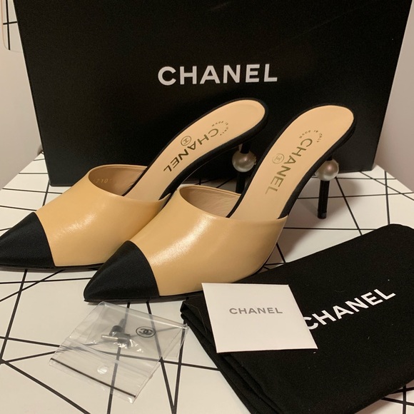 chanel pearl mules